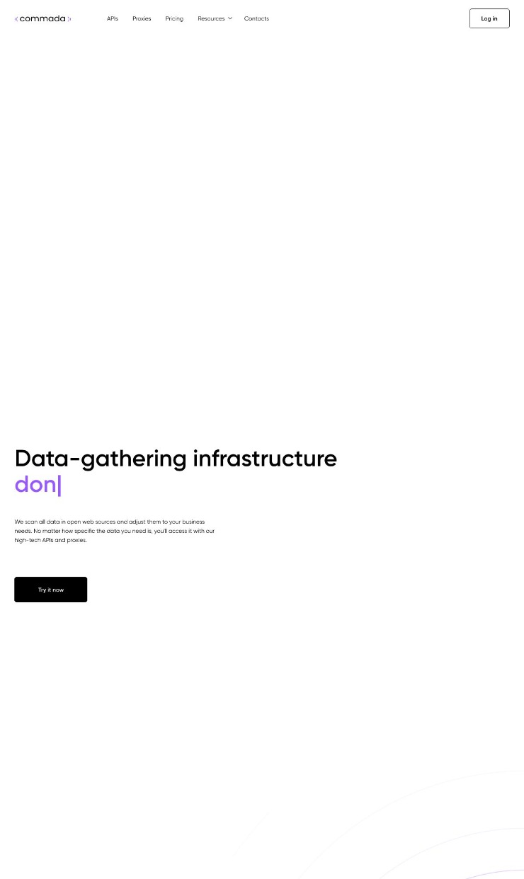 Commada — website design on Landdding
