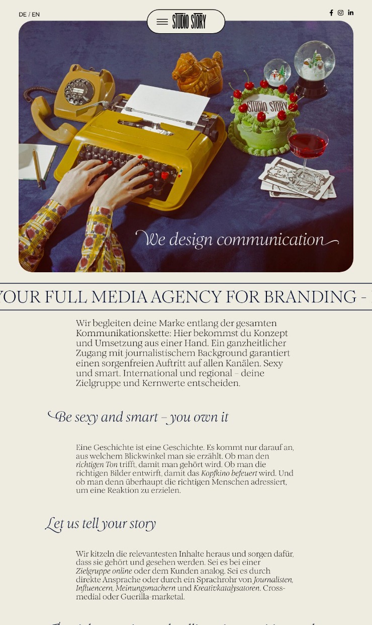 Homepage - Studio  — website design on Landdding