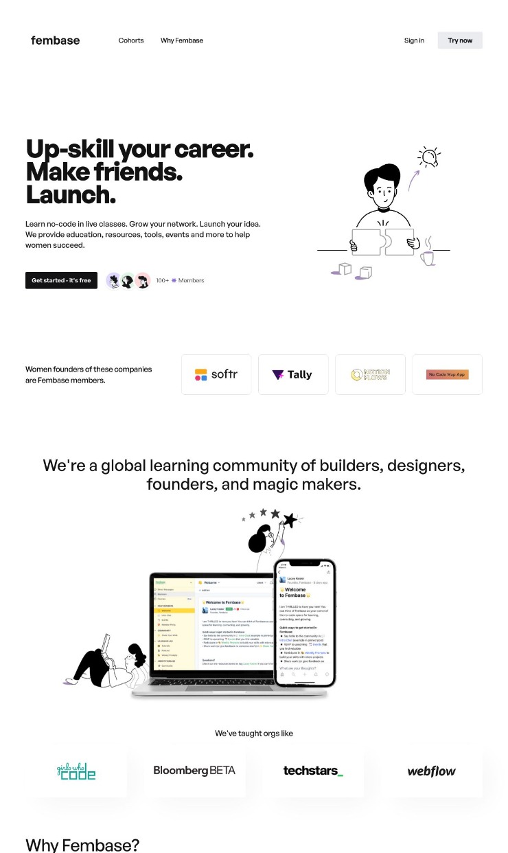 Fembase — website design on Landdding