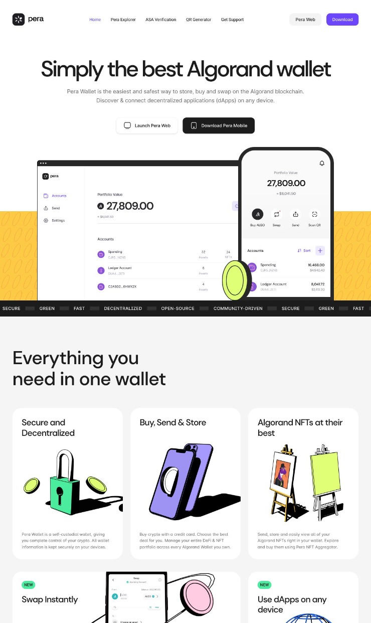 Pera Wallet  — website design on Landdding