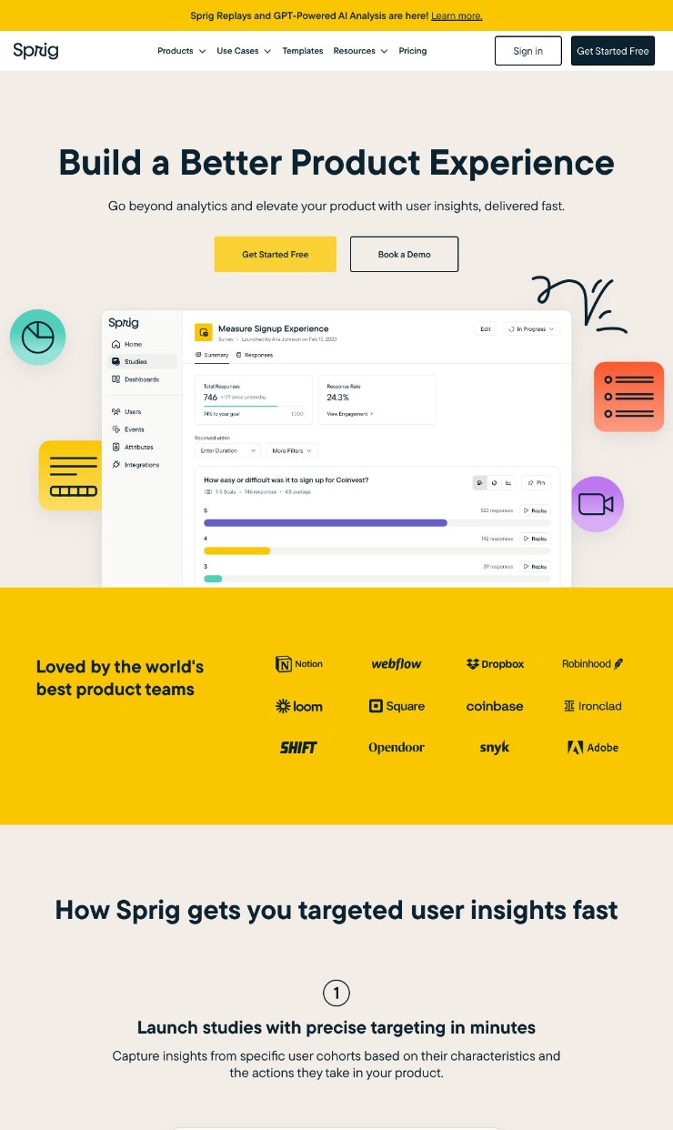 Sprig — website design on Landdding