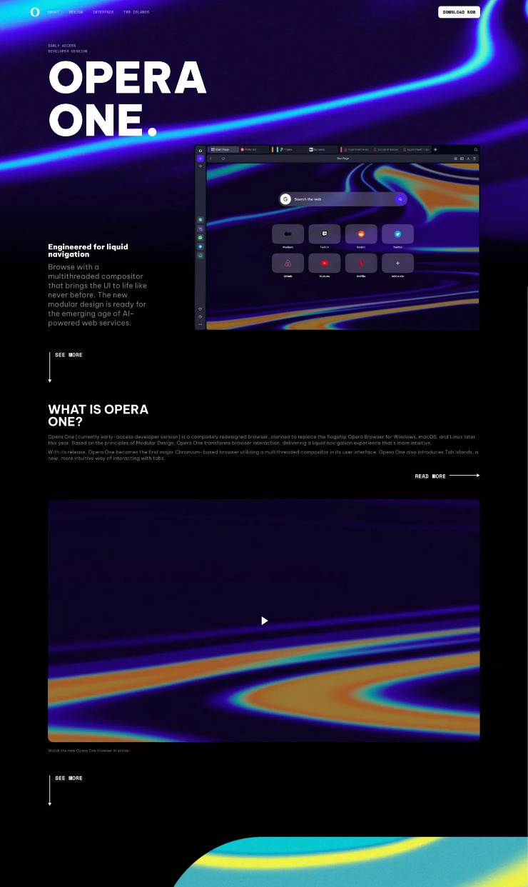 Opera — website design on Landdding
