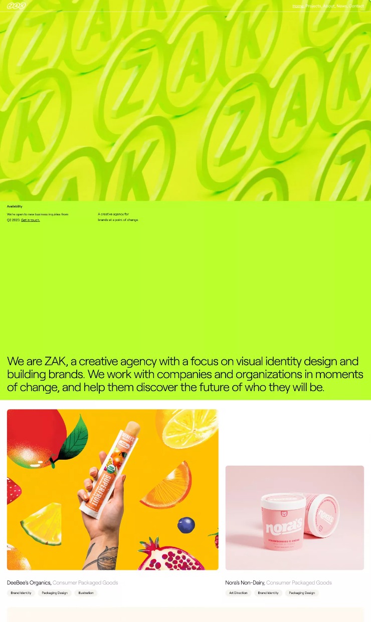 ZAK - Creative Agency — website design on Landdding