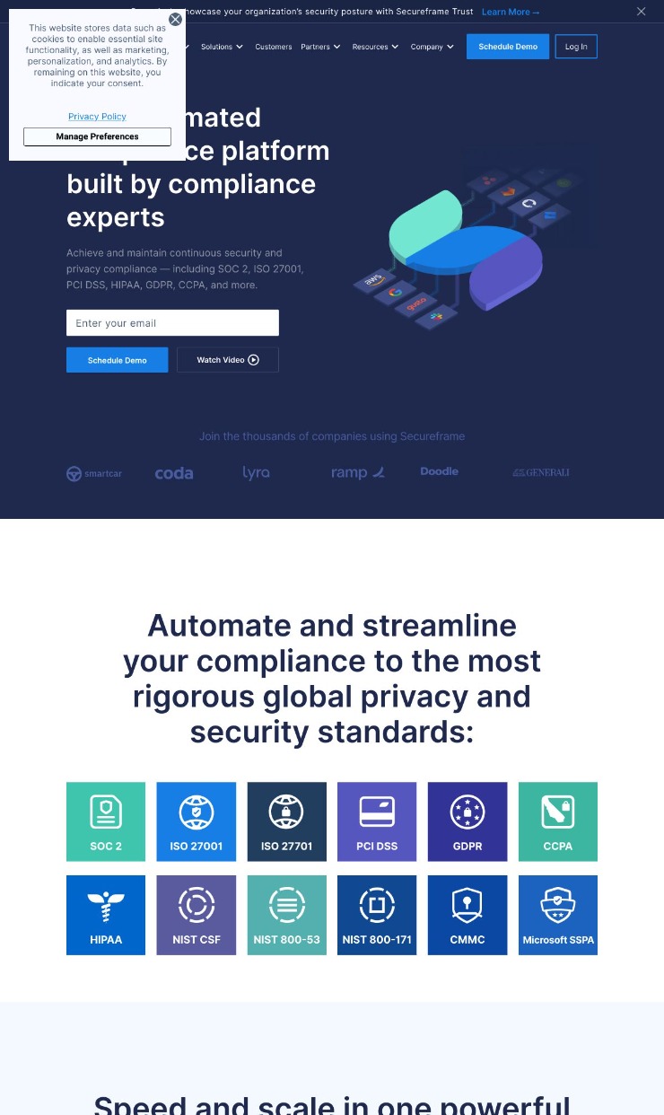 Secureframe — website design on Landdding
