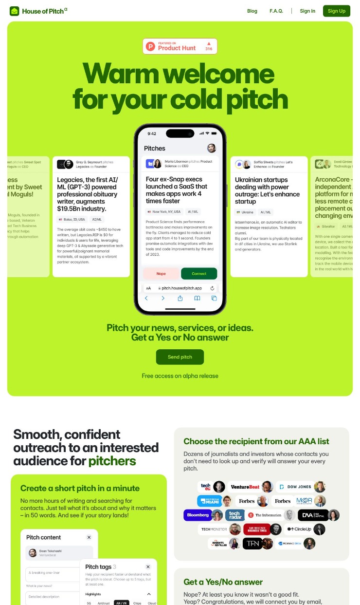 House Of Pitch — website design on Landdding