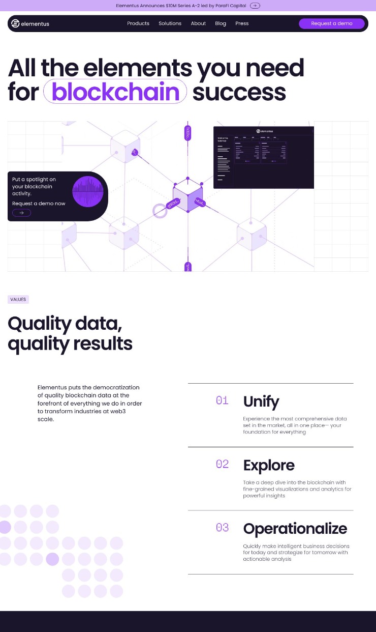 Elementus — website design on Landdding