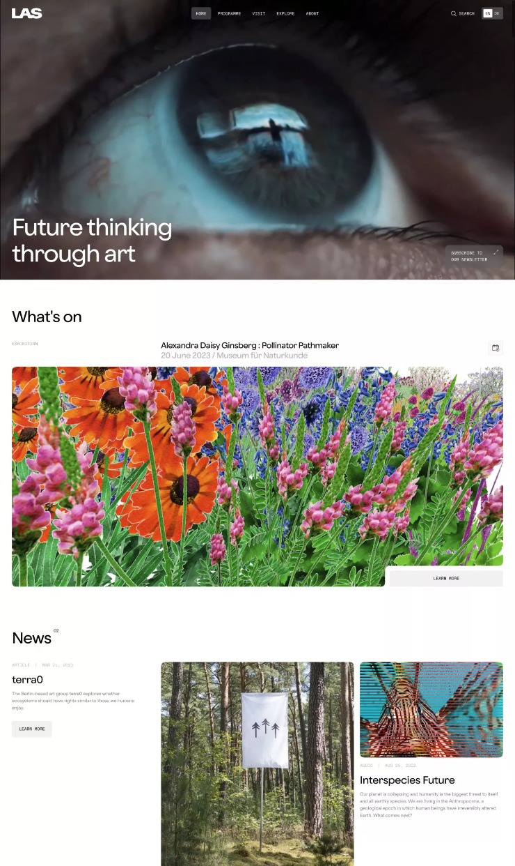 LAS art foundation — website design on Landdding