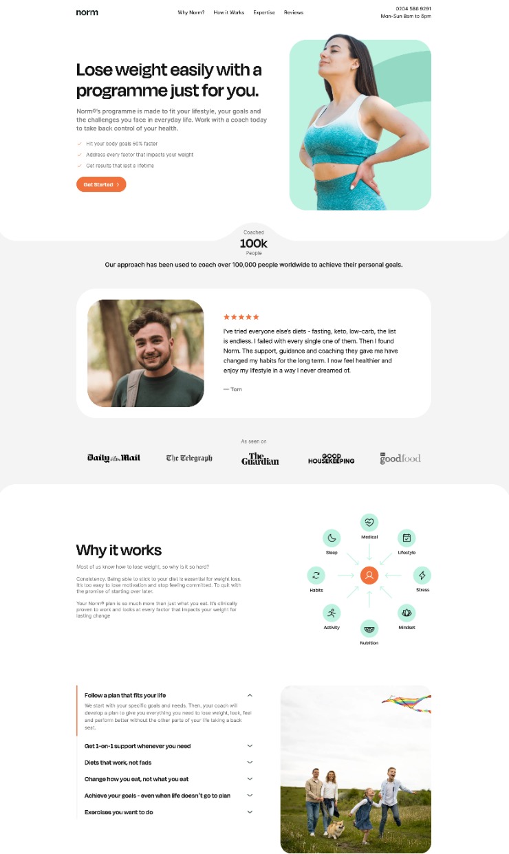 Norm Health — website design on Landdding