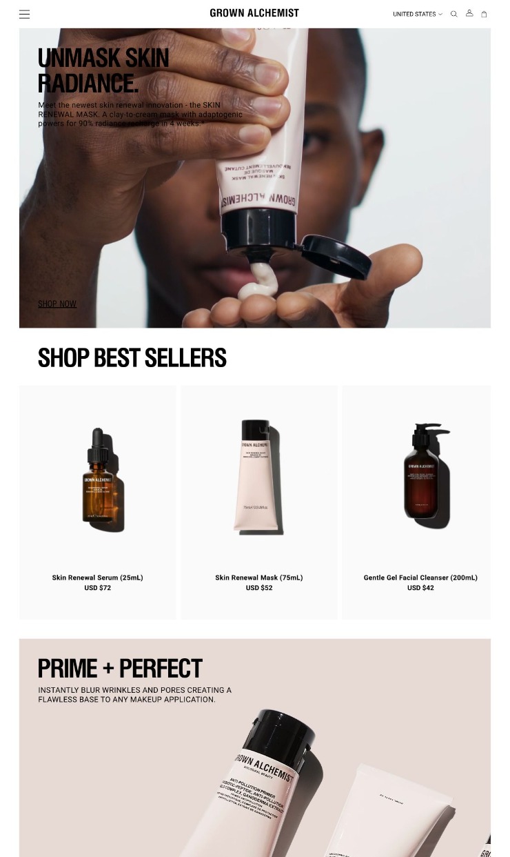 Grown Alchemist — website design on Landdding