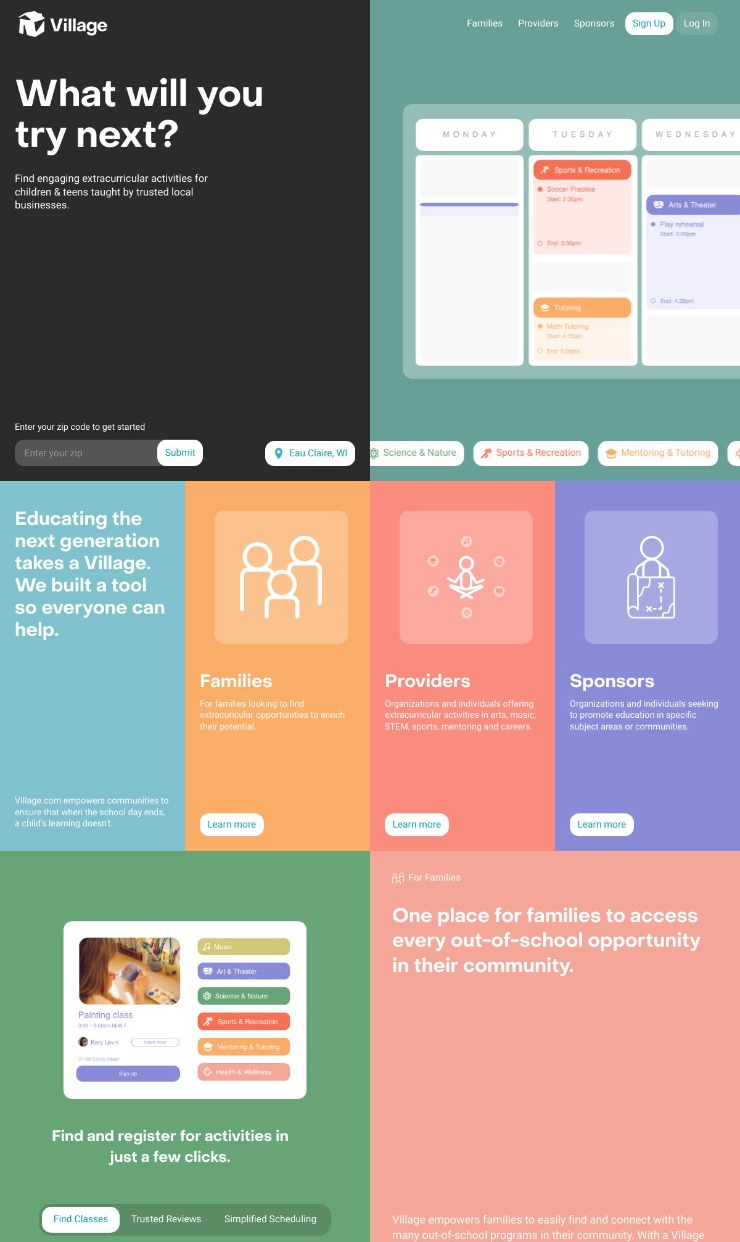 Village — website design on Landdding