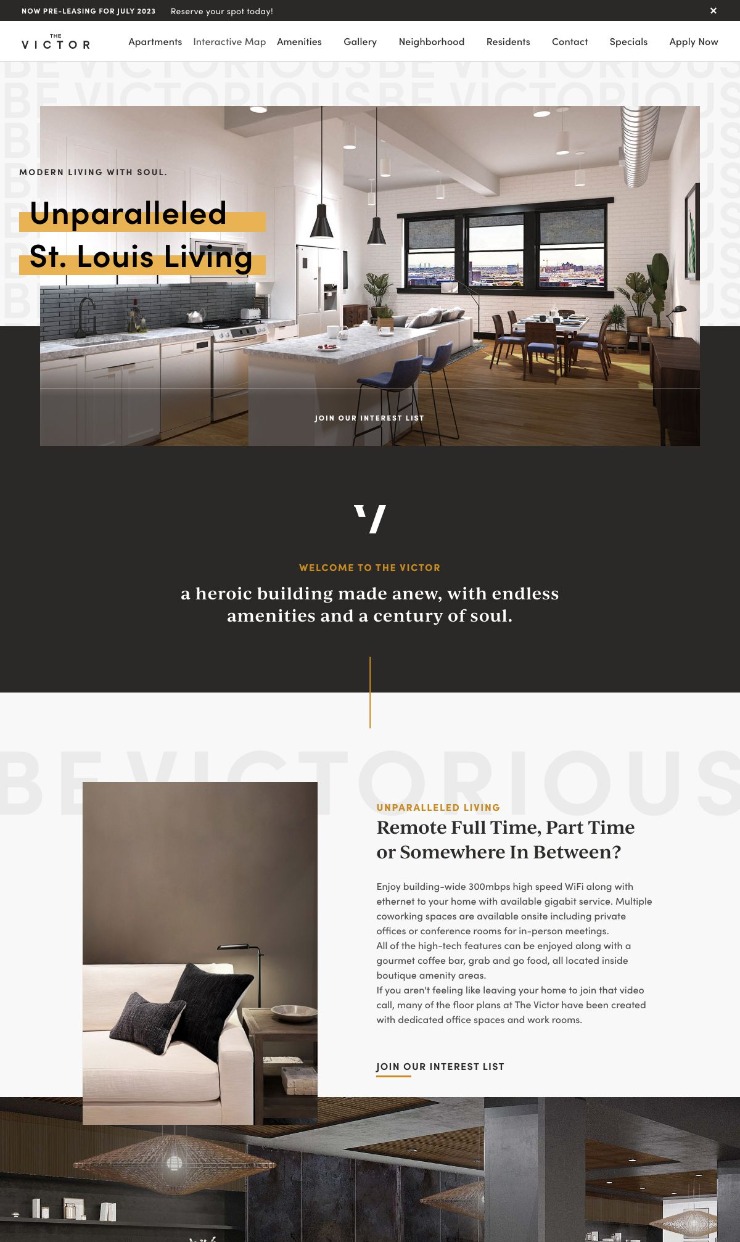 The Victor  — website design on Landdding