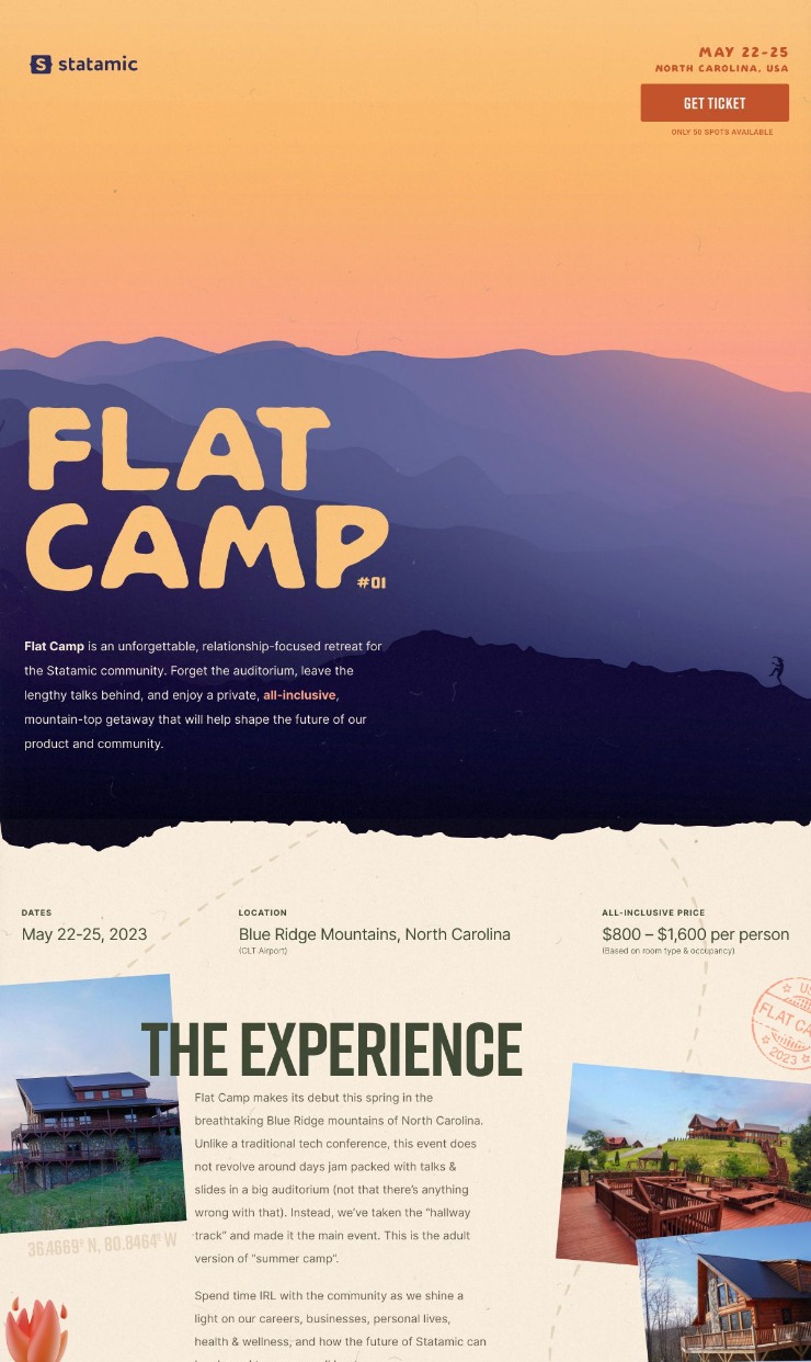 Flat Camp — website design on Landdding
