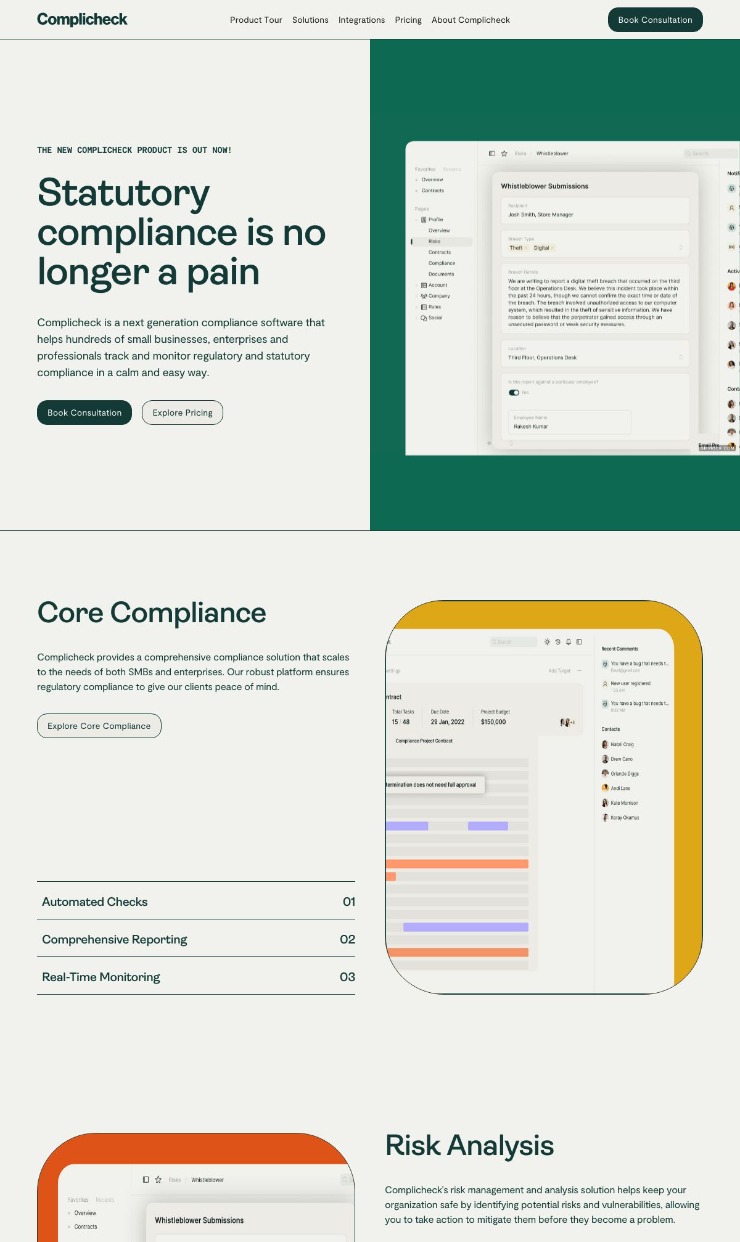 Complicheck — website design on Landdding