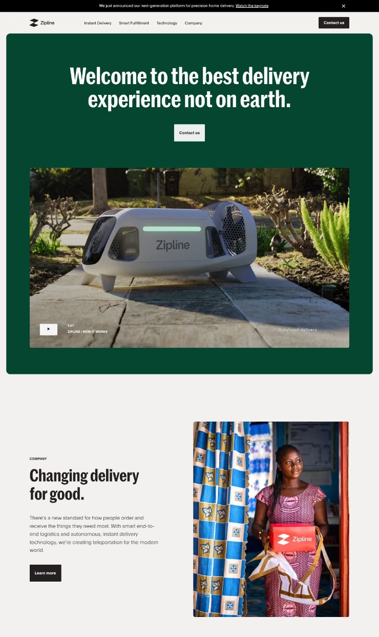 Zipline — website design on Landdding
