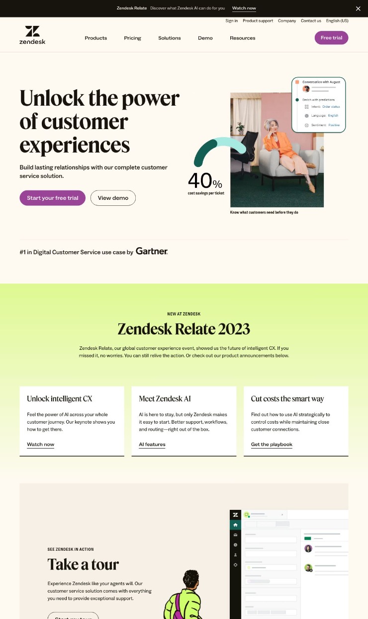Zendesk — website design on Landdding