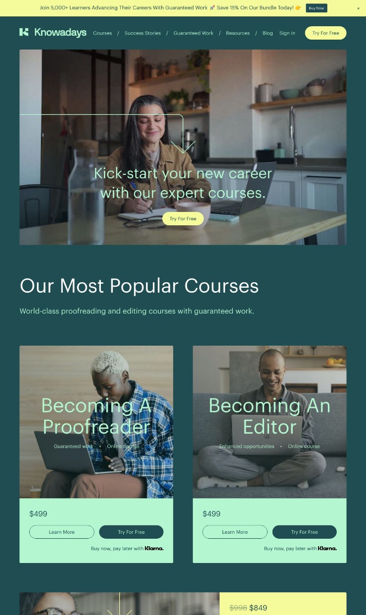 Knowadays — website design on Landdding