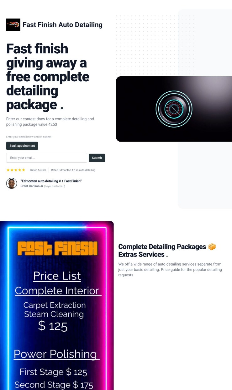 Auto detailing service  — website design on Landdding