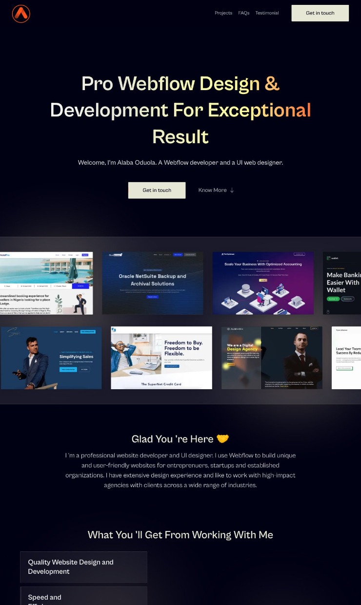Alaba Oduola | Webflow developer — website design on Landdding