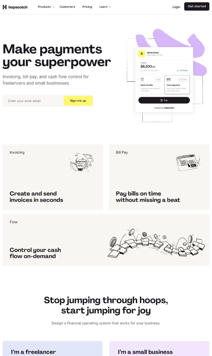 Hopscotch — website design on Landdding