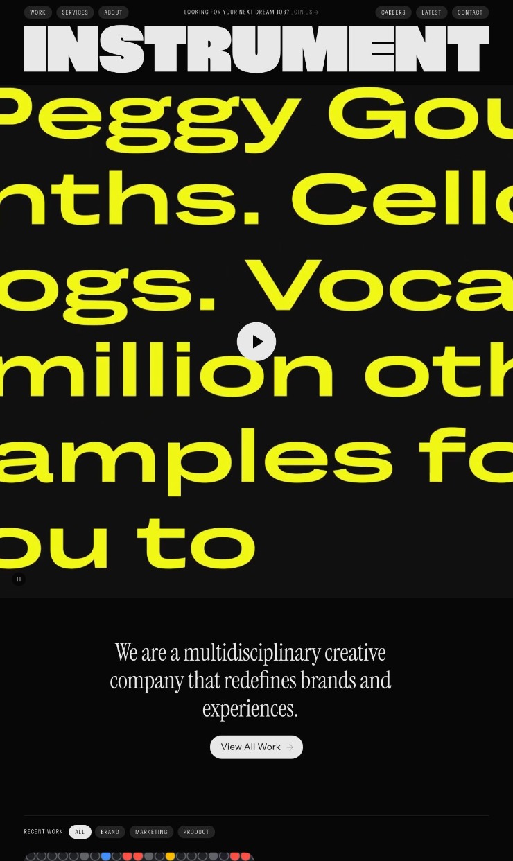 Instrument — website design on Landdding
