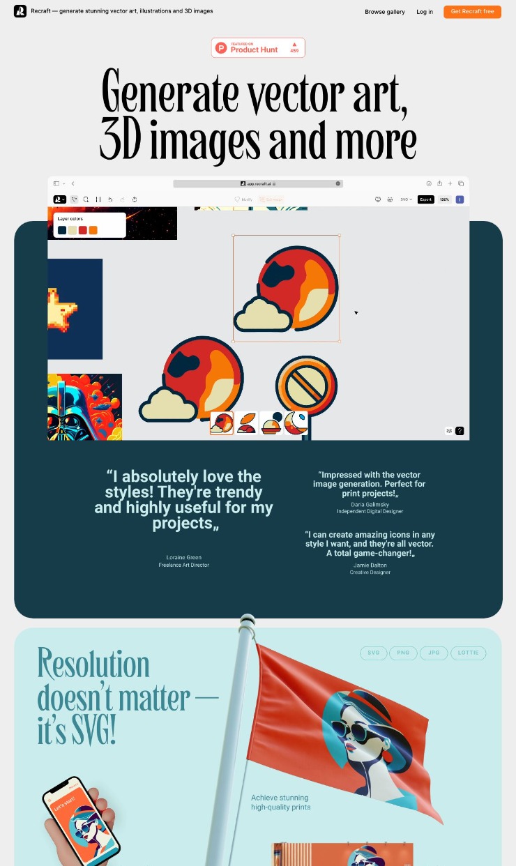 Recraft AI — website design on Landdding