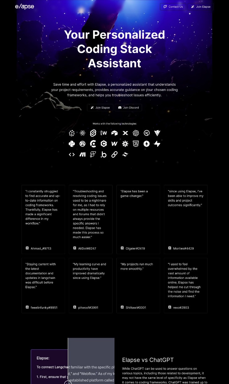 Elapse Ai — website design on Landdding