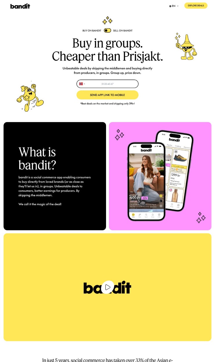 bandit — website design on Landdding