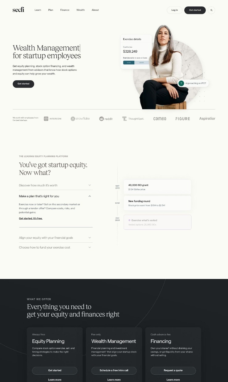 Secfi — website design on Landdding