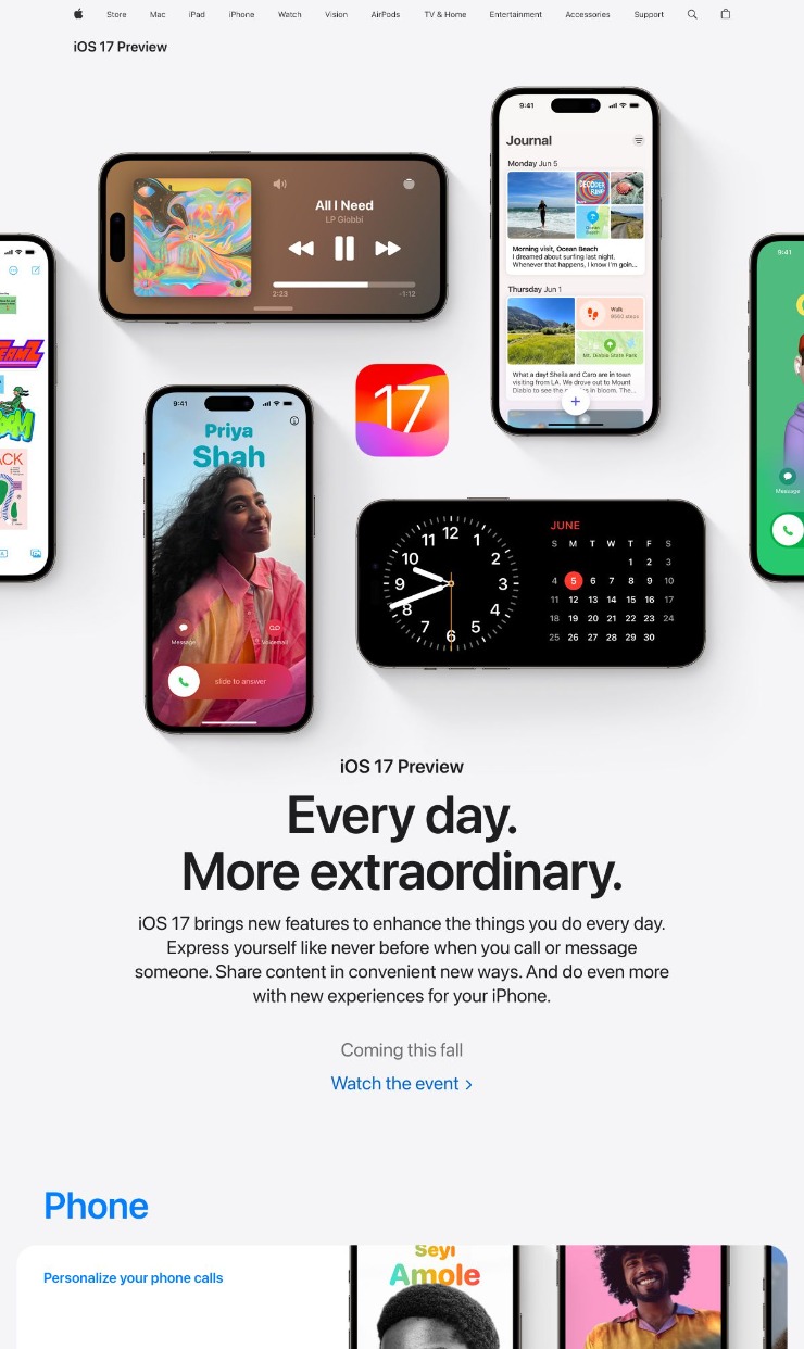 iOS 17 Preview - Apple — website design on Landdding