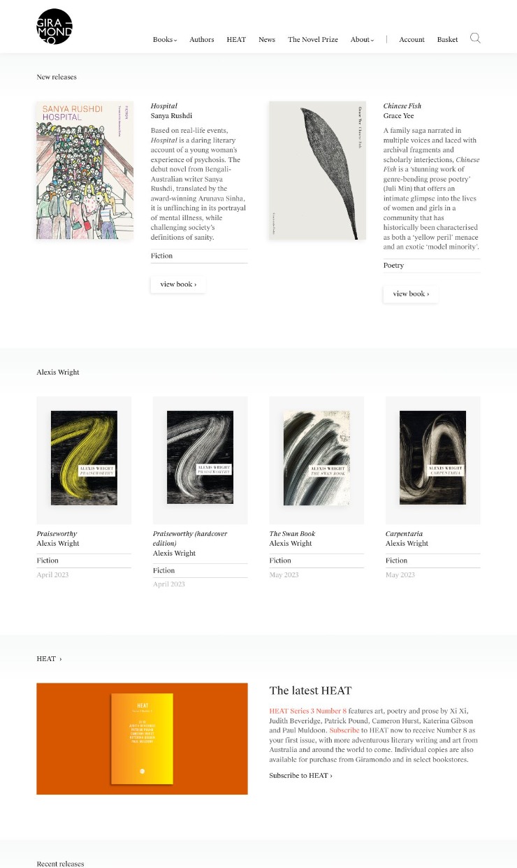 Giramondo Publishing — website design on Landdding
