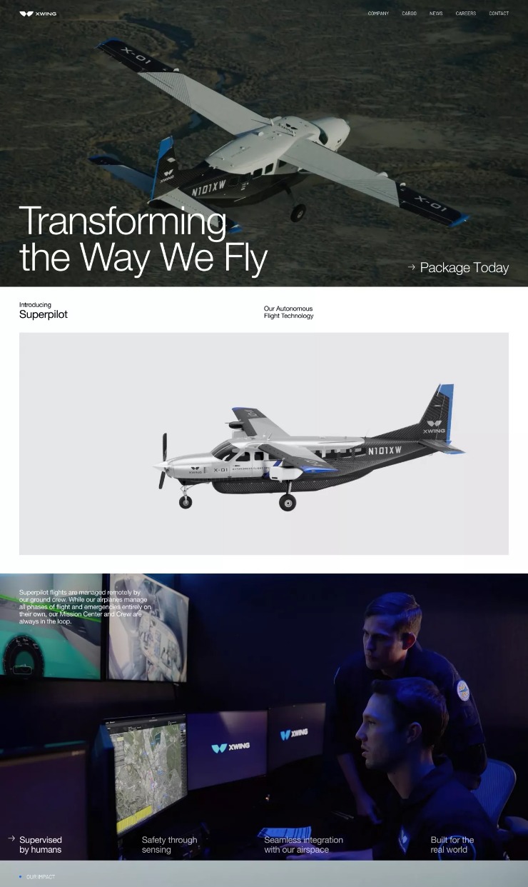 Xwing - Transforming the Way We Fly — website design on Landdding