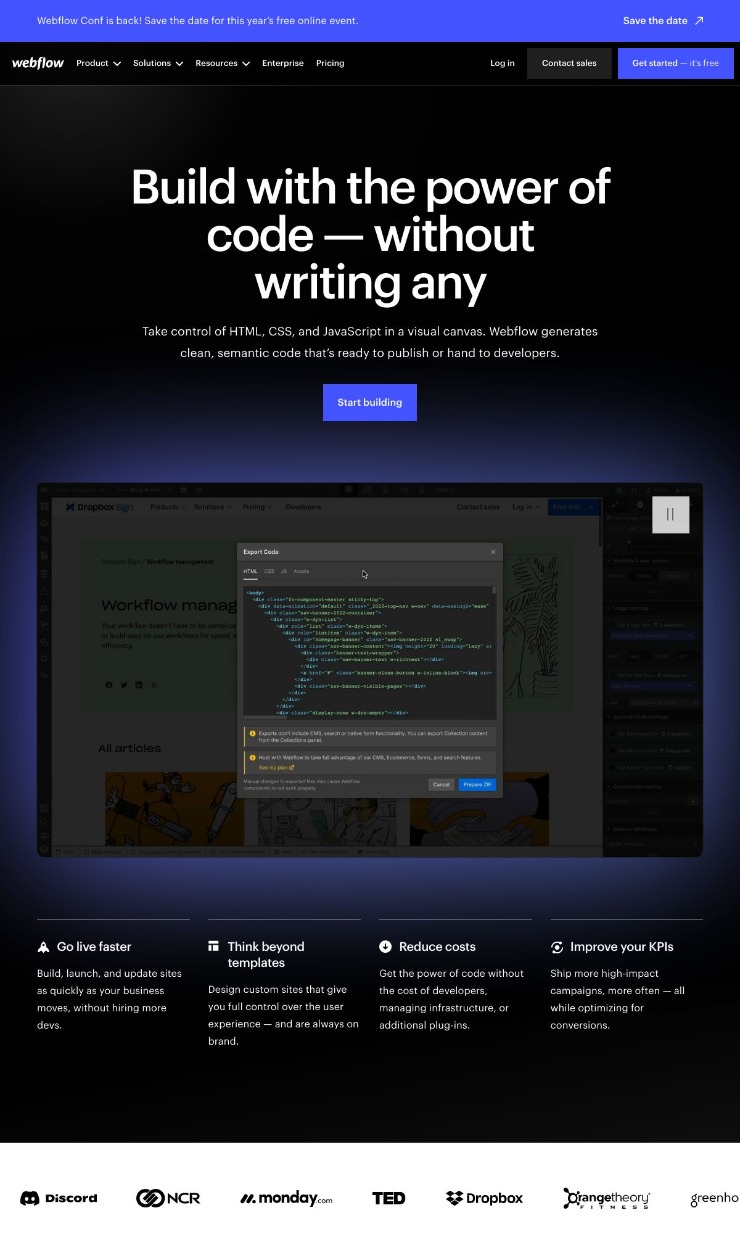 Webflow — website design on Landdding