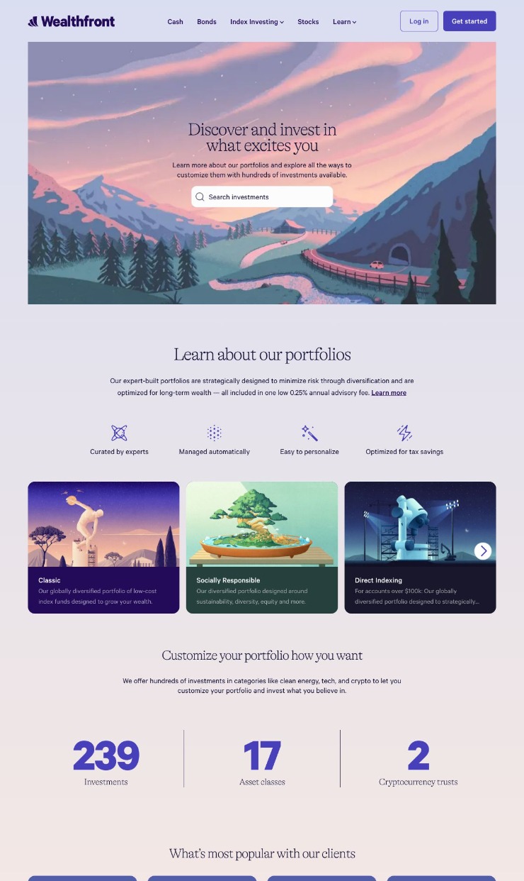 Wealth Front — website design on Landdding