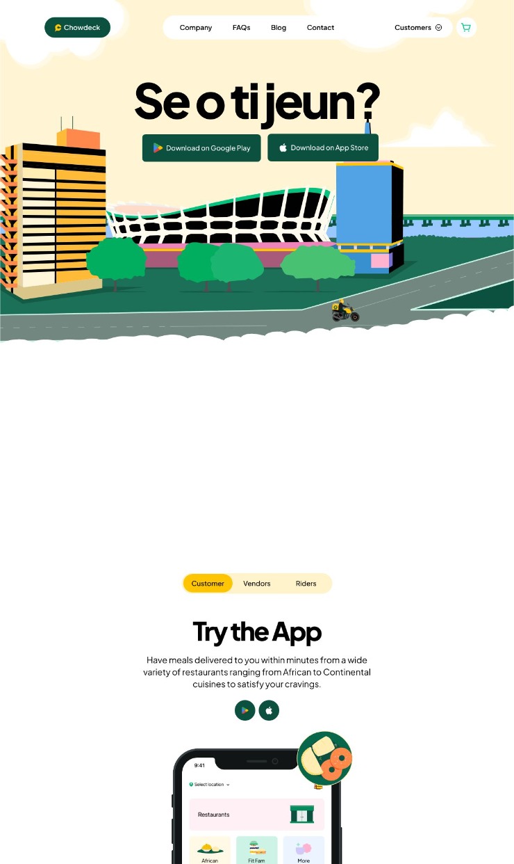 Chowdeck — website design on Landdding