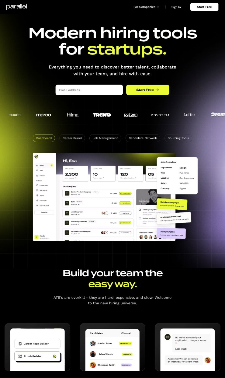 Parallel — website design on Landdding