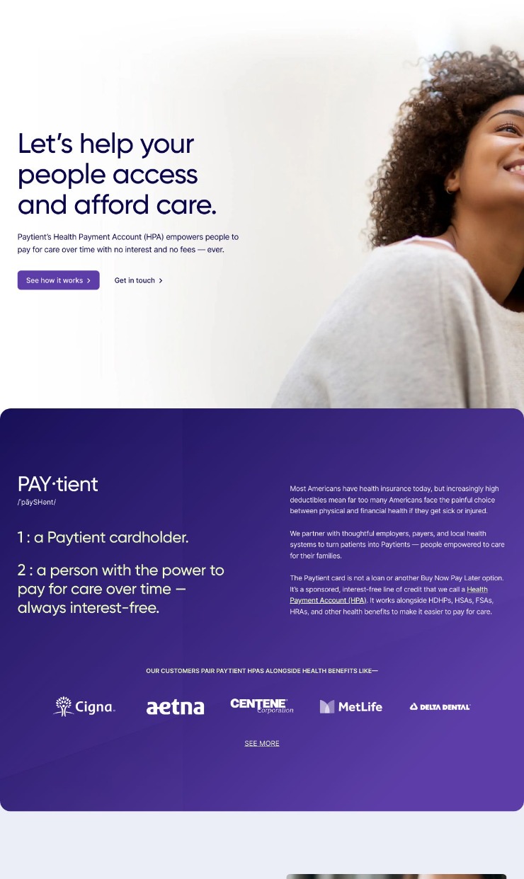 Paytient — website design on Landdding