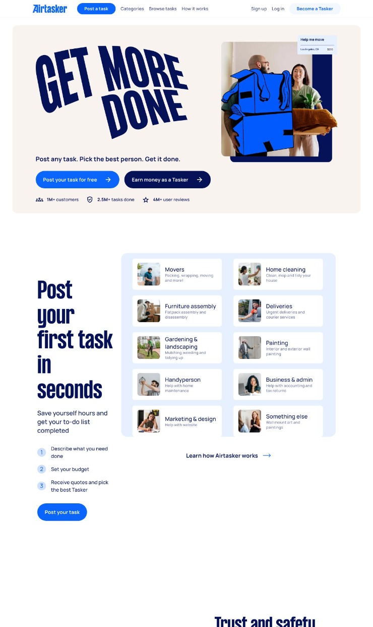 Air Tasker — website design on Landdding