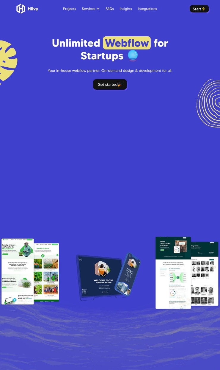 Unlimited Webflow Agency for Startups 🔮 Hilvy — website design on Landdding