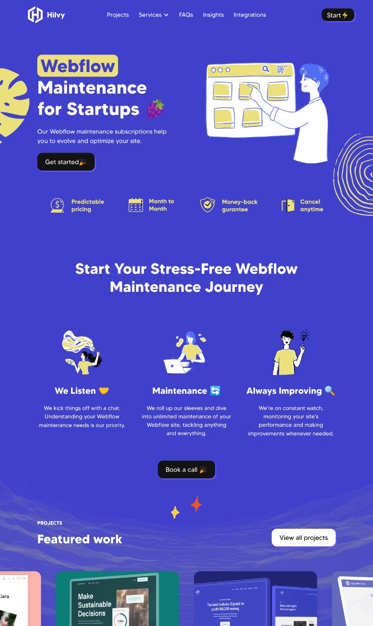 Unlimited Webflow Agency for Startups 🔮 Hilvy — website design on Landdding