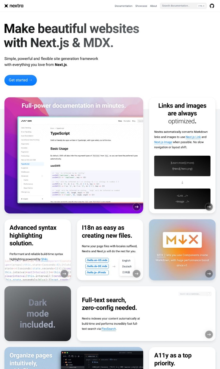 Nextra Statis Site Generator — website design on Landdding