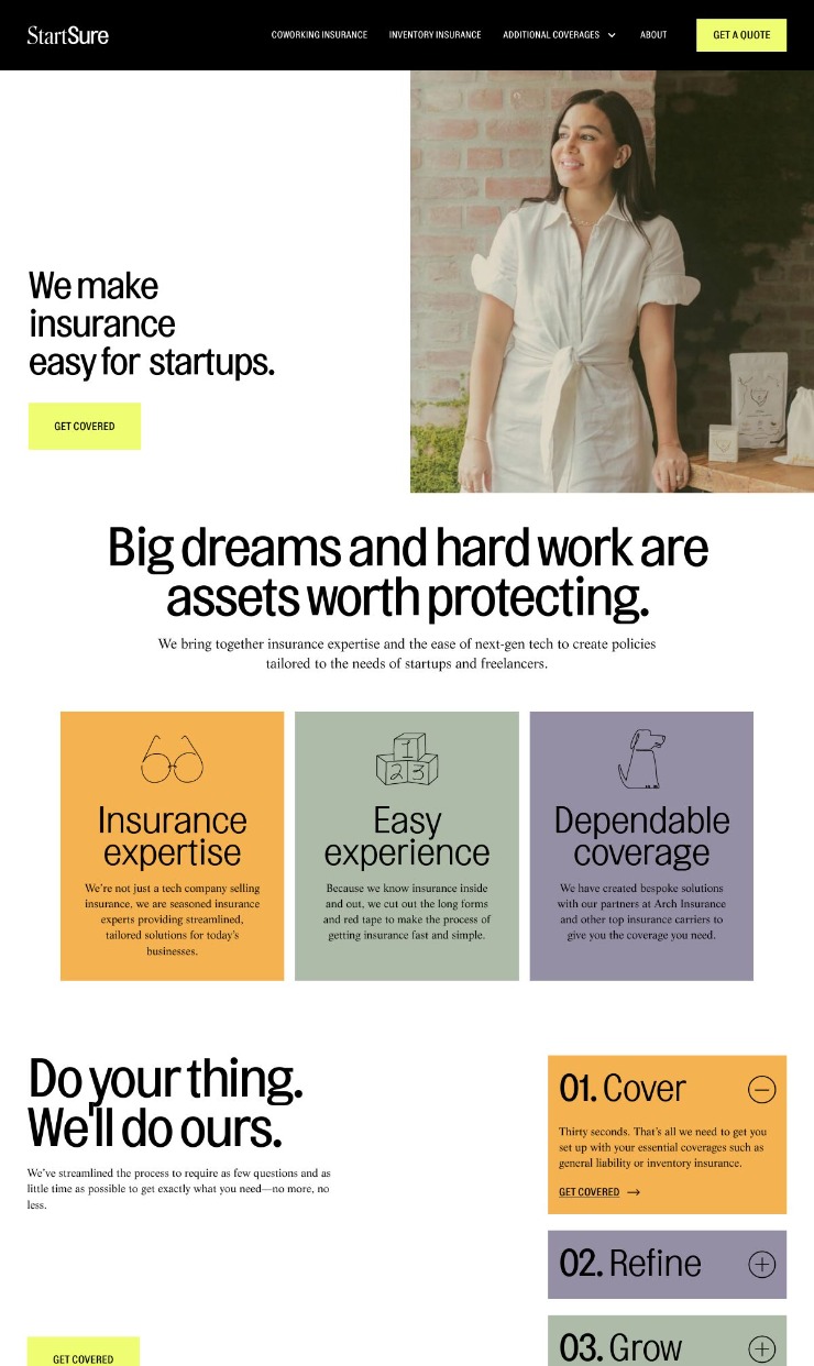 Startsure — website design on Landdding