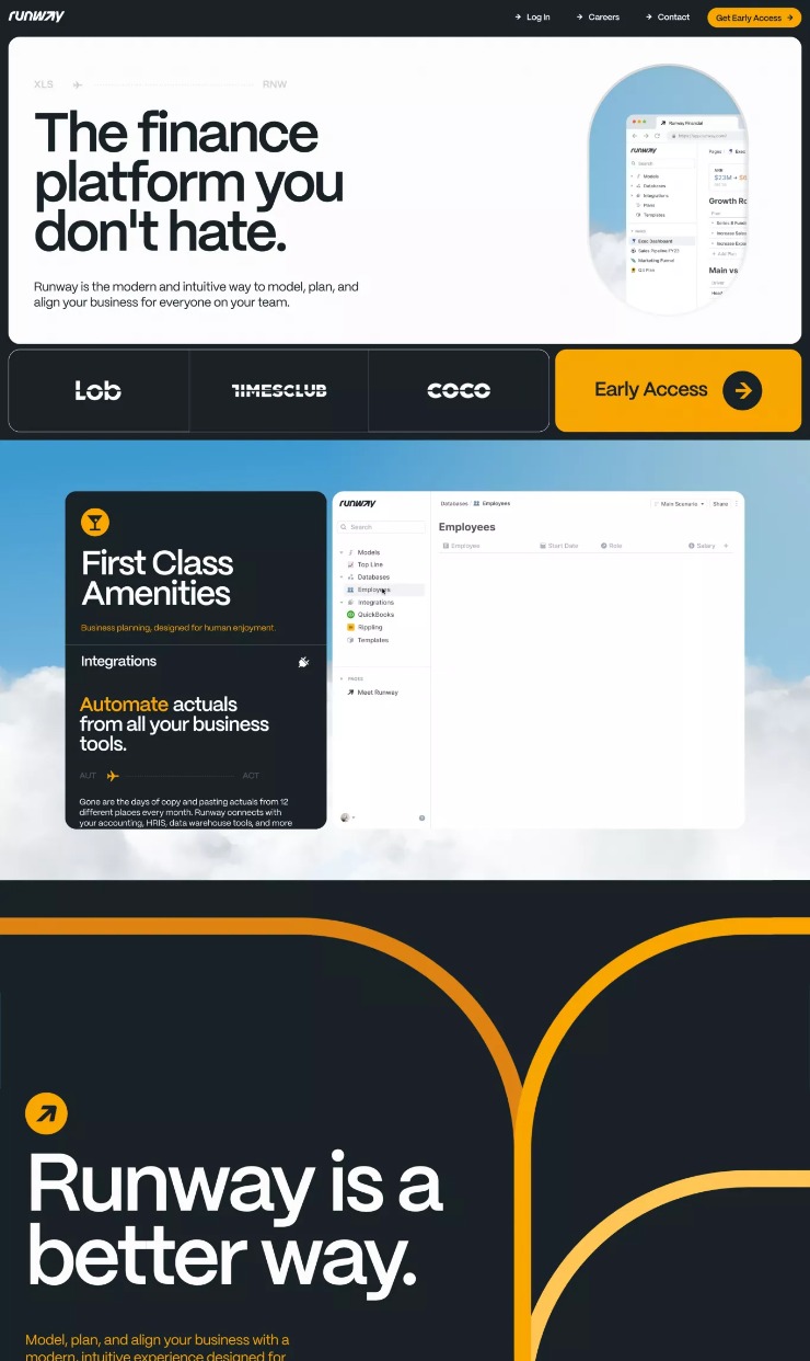 Runway — website design on Landdding