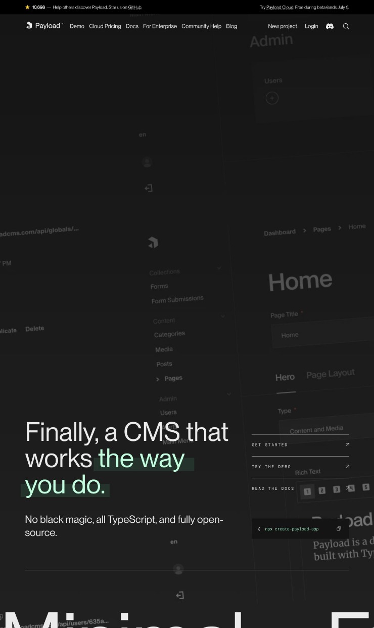 Payload — website design on Landdding