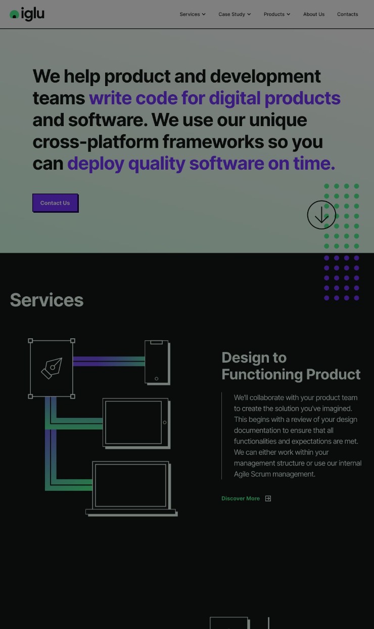 Iglu — website design on Landdding