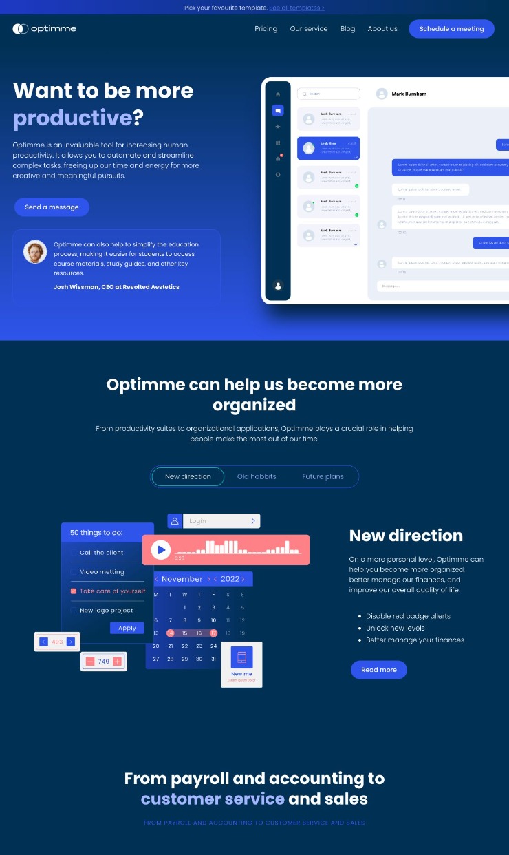 Optimme - Software Webflow Template — website design on Landdding