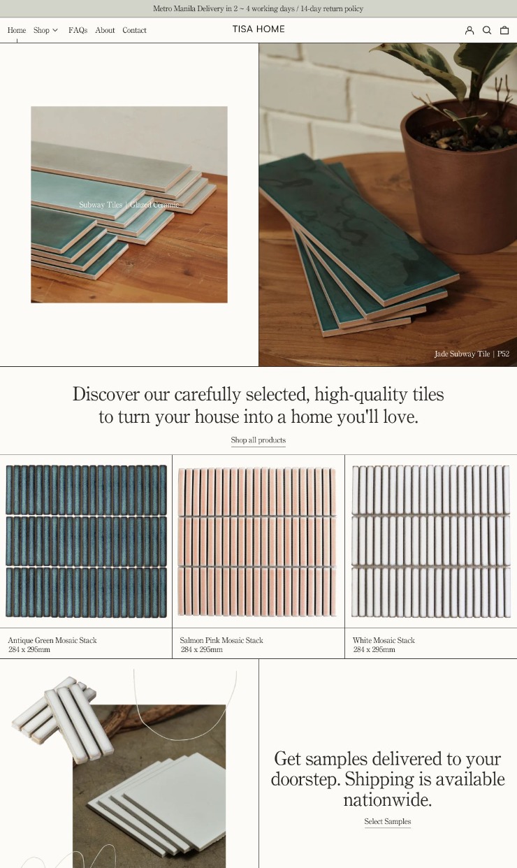 TISA HOME Online Store– Tisa Home — website design on Landdding