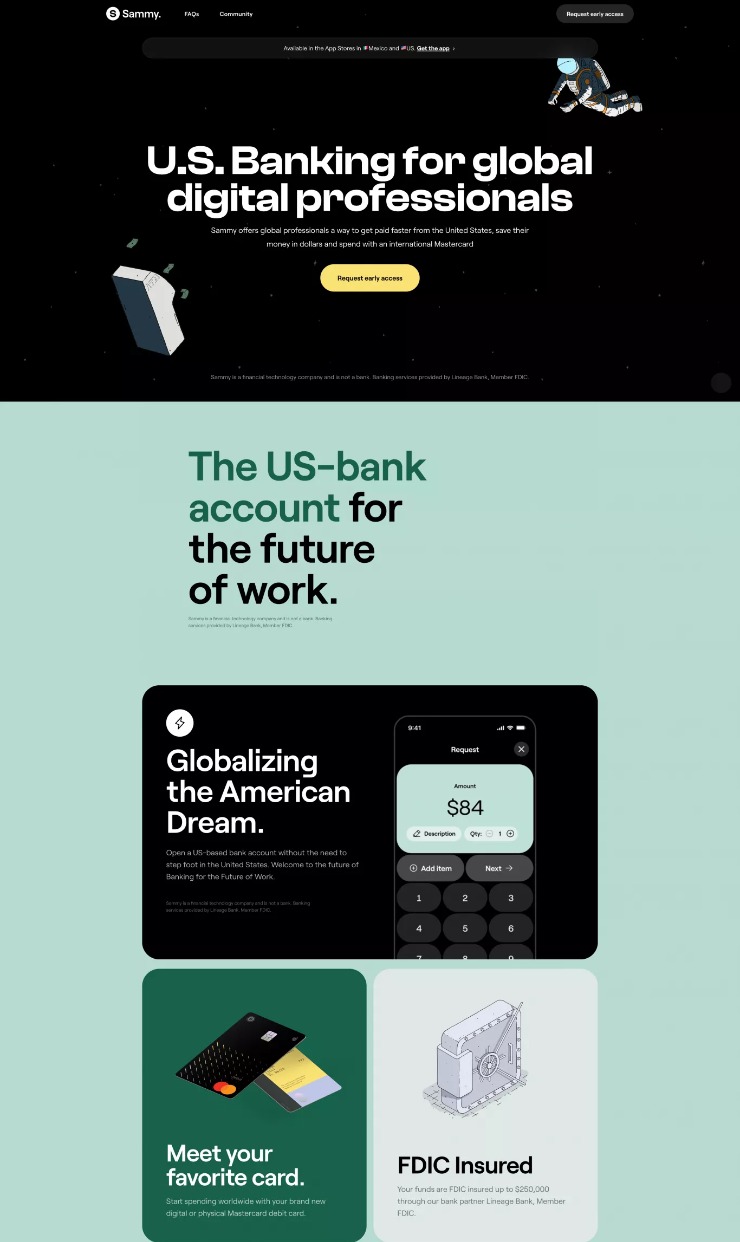 Sammy | Financial Freedom — website design on Landdding