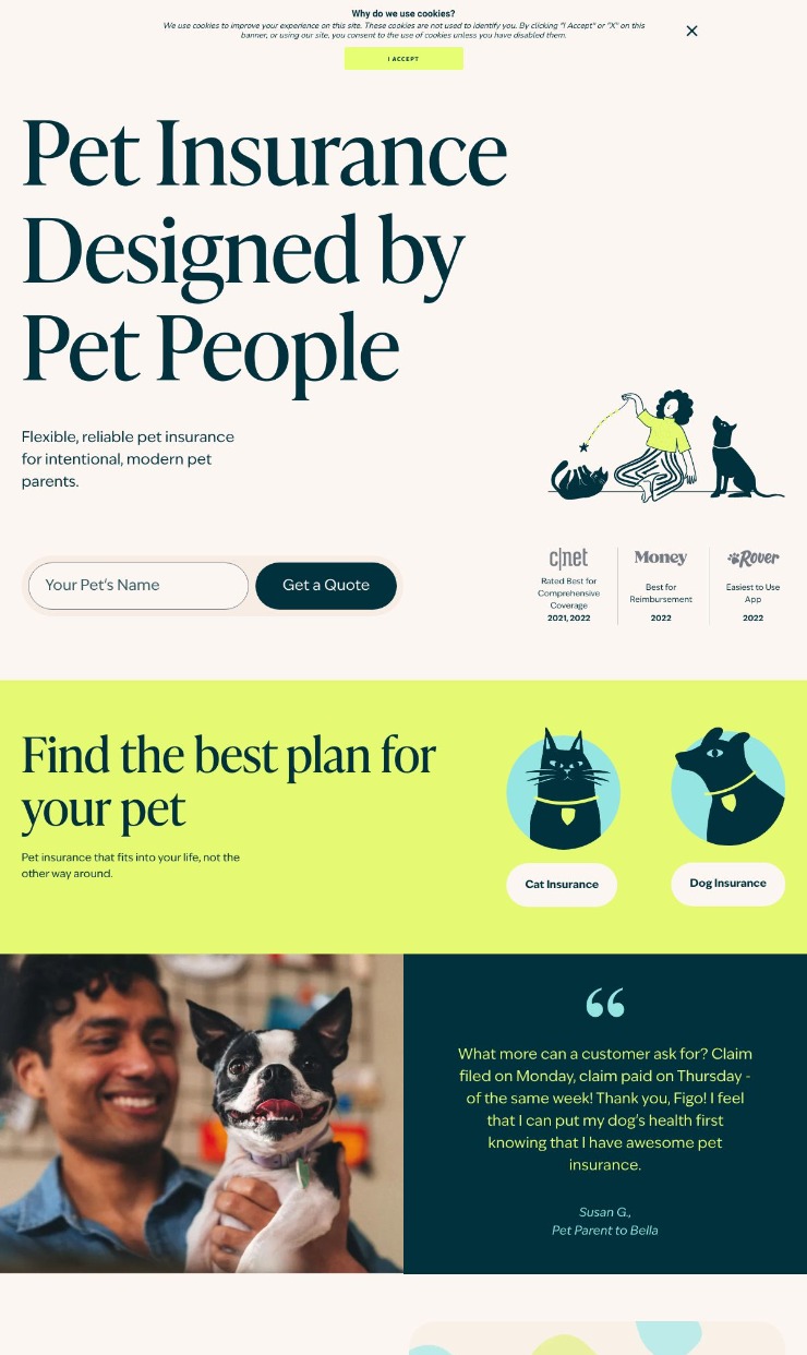 Rated Best Pet Insurance Plans | Figo Pet Insurance — website design on Landdding
