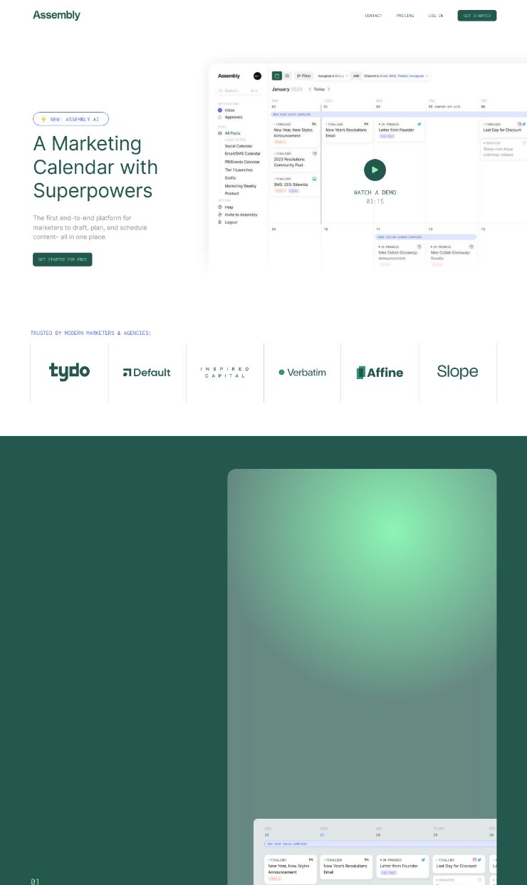 Assembly — website design on Landdding