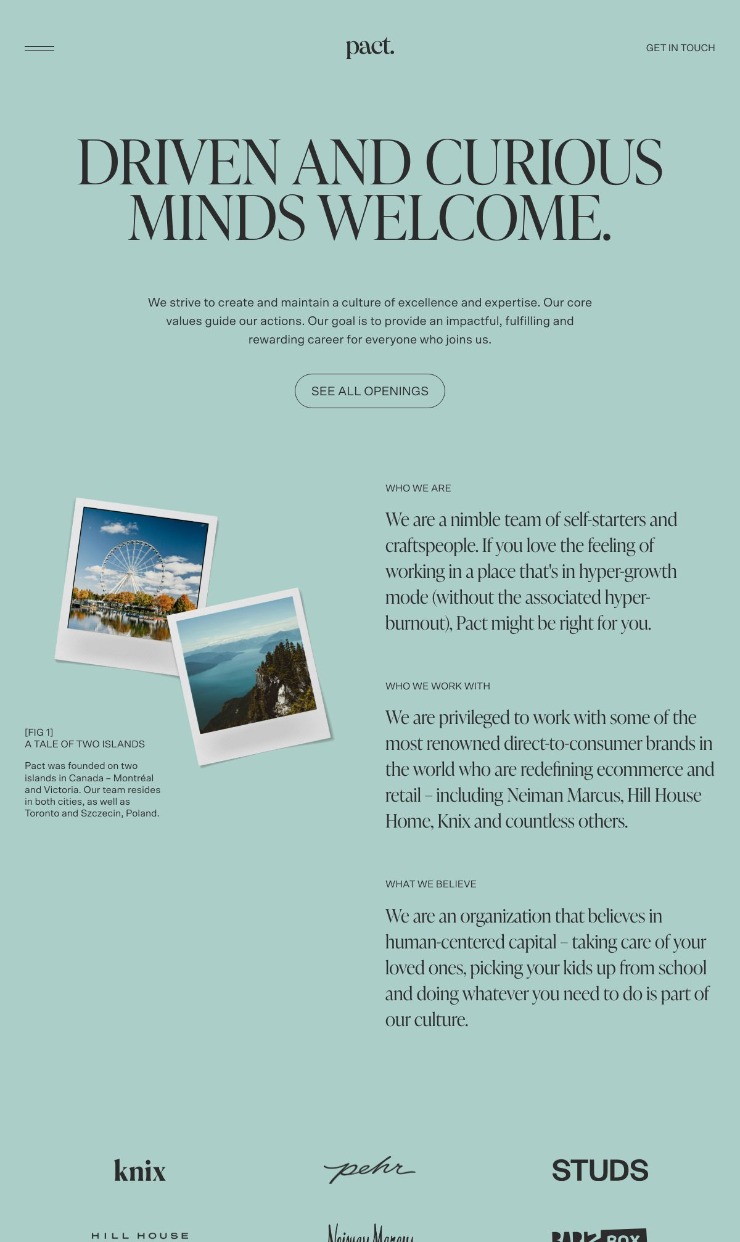 Careers - Pact Studio — website design on Landdding